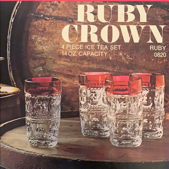 4 piece Vintage Colony Ruby Crown Tea Set - Picture 3 of 8